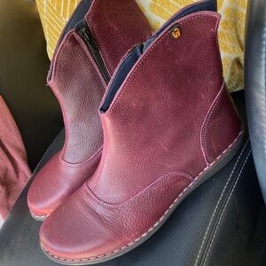 Jungla Women's Burgundy Leather Boots booties shoes